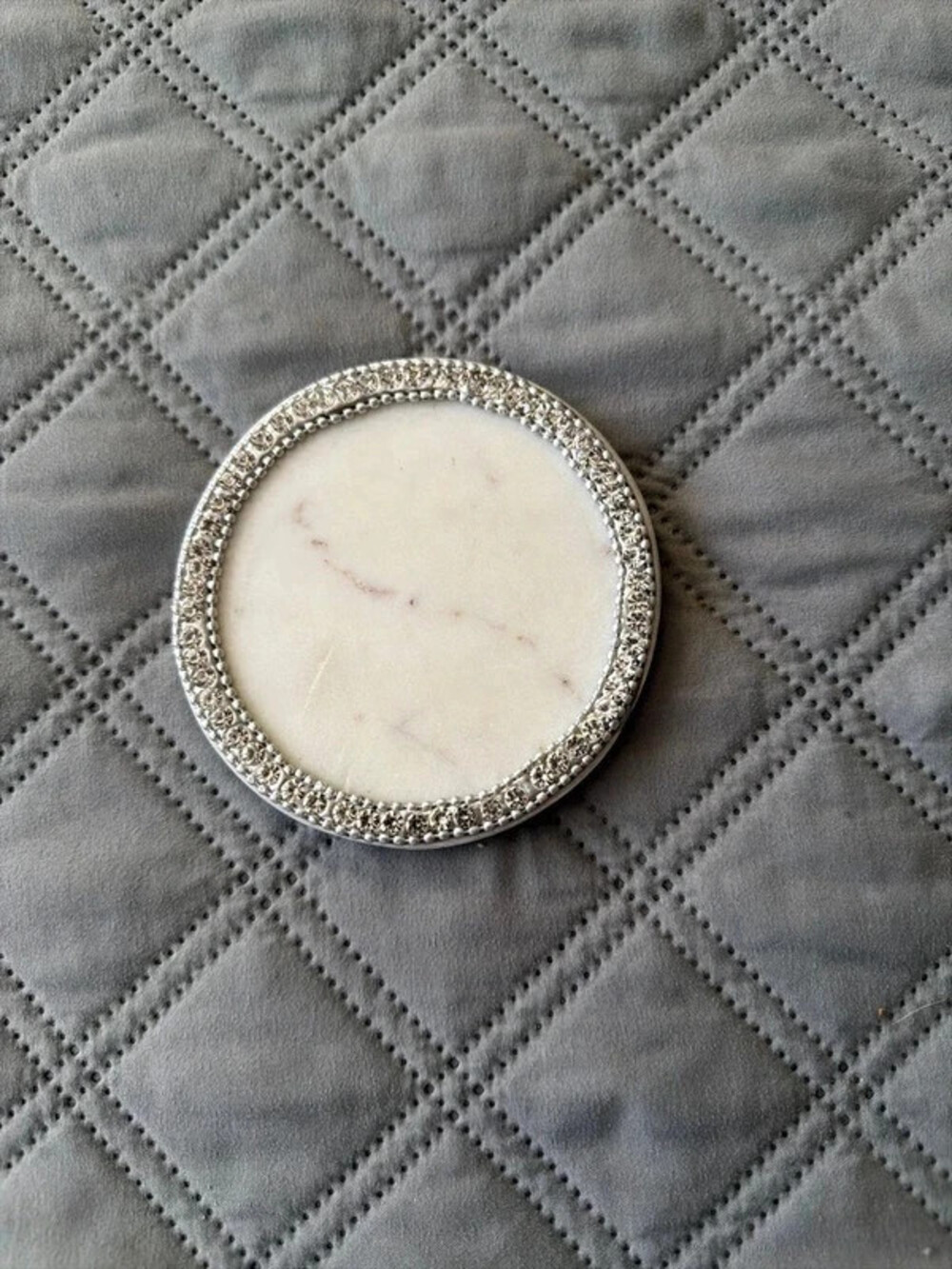 Marble white coaster paper weight with rhinestones